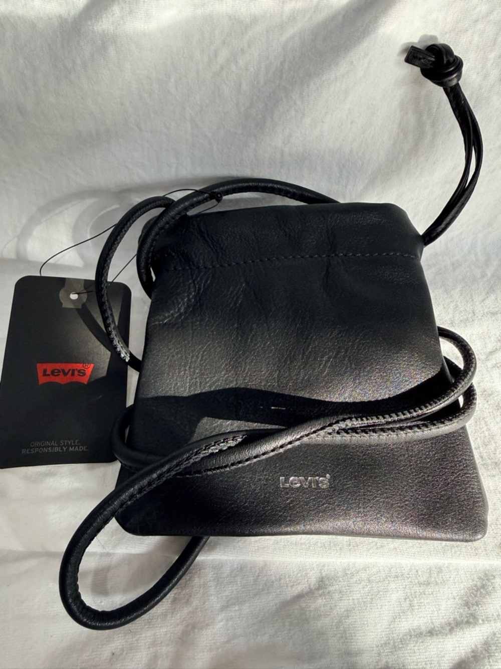 Levi's Black Leather Crossbody Bag with Logo